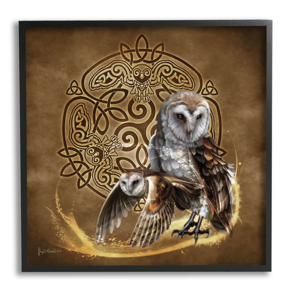 Stupell Industries Abstract Fractal Owls Animals & Insects Painting Black Framed Art Print Wall Art, 12 x 12