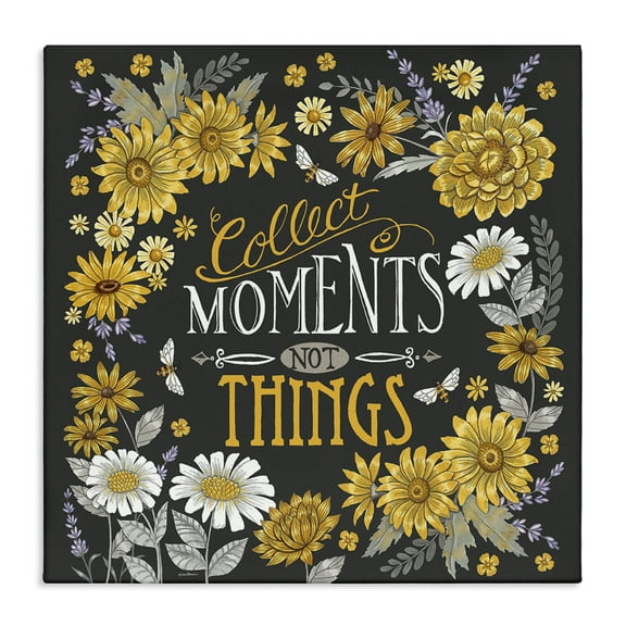 Stupell Industries Collect Moments Not Things Plants & Flowers Painting Wrapped Canvas Art Print Wall Art, 17 x 17