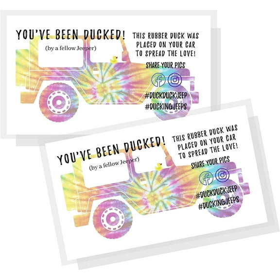 Crafters Cup You've Been Ducked Card  50 Pack  23.5 inches Business Card Size  Duck Duck Jp Tag!  Tie Dye SUV Design