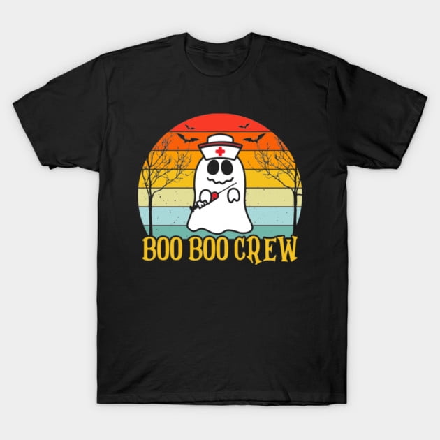 T-Shirt Rétro d'Halloween Boo Boo Crew Ghost Nurse, pour Hommes et Femmes, jusqu'à la Taille 5TG