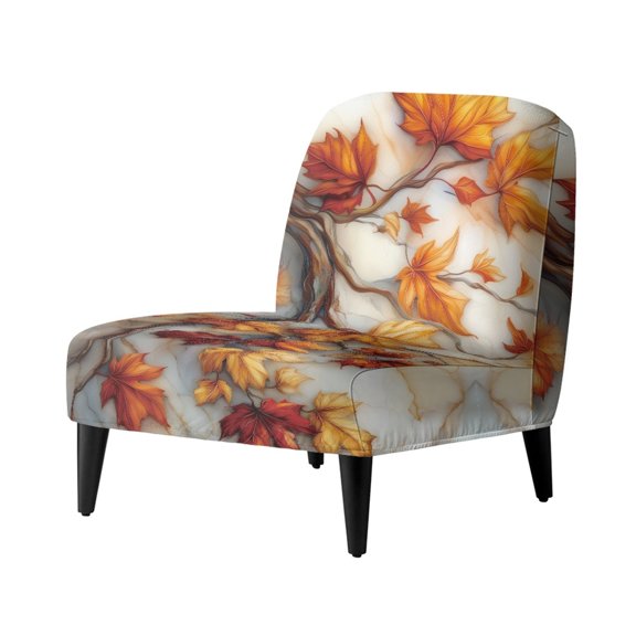 HELLHERO Secure Non-Shifting Fit Armless Accent Chair Protector for Hotel, Non Slip Armless Accent Chair Cover, Autumn Leaf Branch