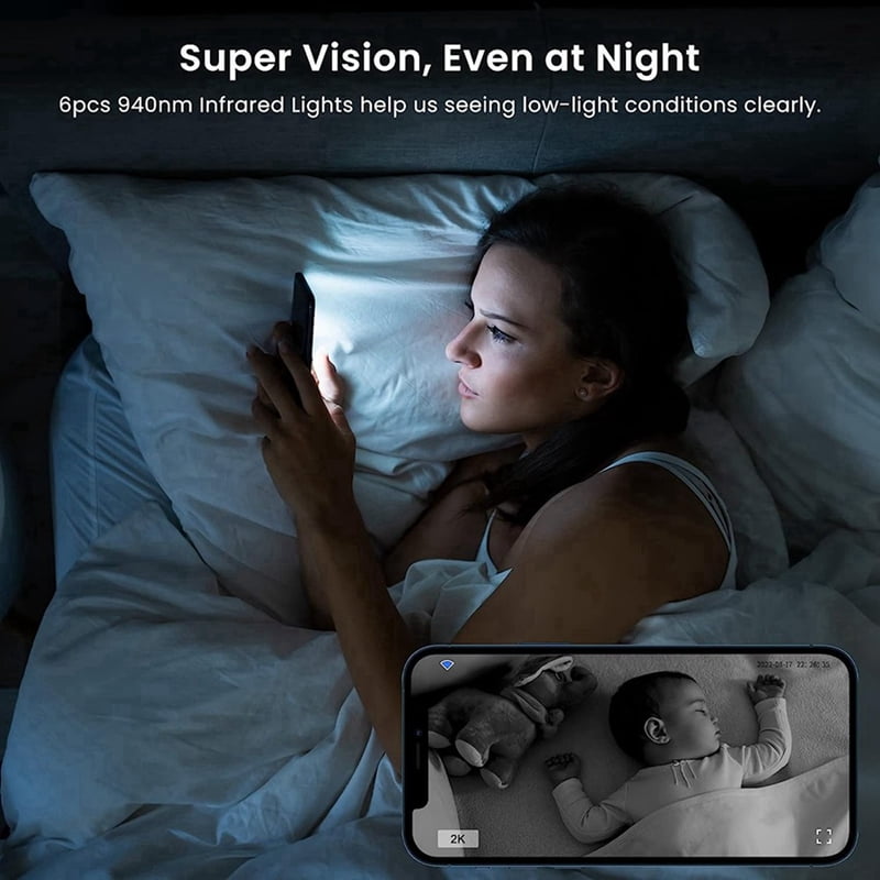 2X WiFi Camera 2K, Indoor Home Security Cameras for Baby/Older/Dog/Pet Camera with Phone App