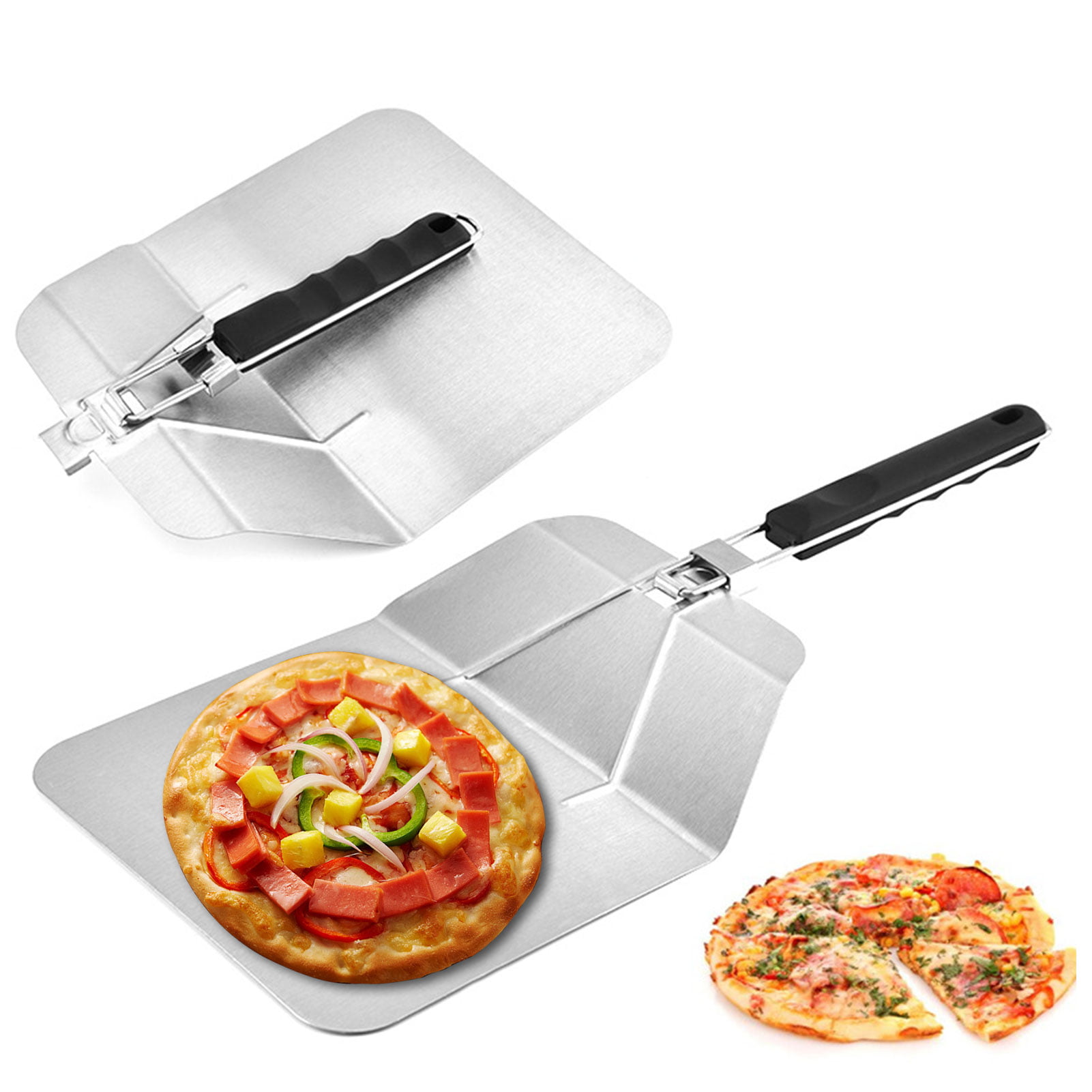 Stainless Steel Pizza Peel With Folding Handle for Baking Homemade Pizza Bread Easy To Storage Practical Kitchen Bakery Oven Accessories 
