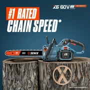 Senix Speedcut 60V Brushless Cordless Chainsaw, 18-Inch, 4Ah Battery & 3A Charger Included,CSX6-M1