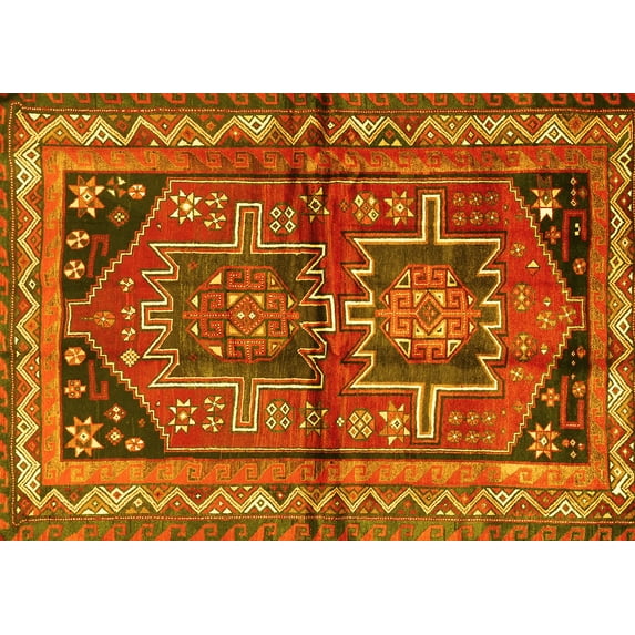 Ahgly Company Indoor Rectangle Persian Yellow Traditional Area Rugs, 5' x 7'