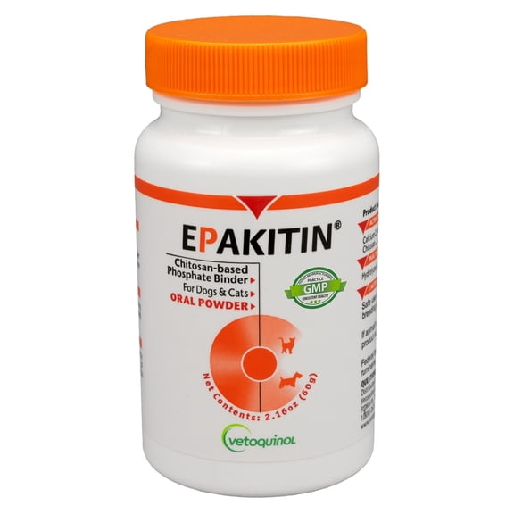 Vetoquinol Epakitin Renal Support Phosphate Binder Powder for Cats and Dogs, 60g