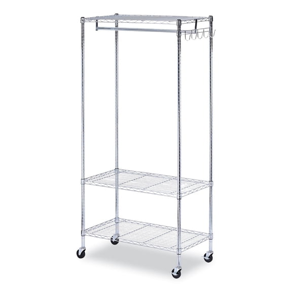 Alera Wire Shelving Garment Rack 30 Garments 36w x 18d x 75h Silver GR363618SR