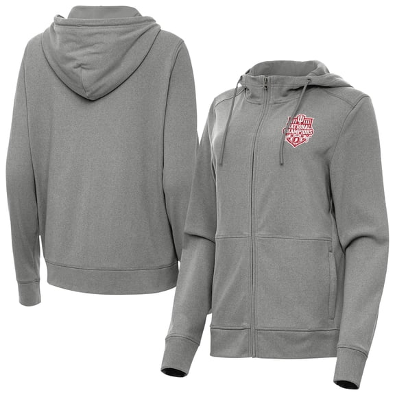 Women's Antigua Heather Black Indiana Hoosiers College Football Playoff 2025 National Champions Seeker Full-Zip Hooded