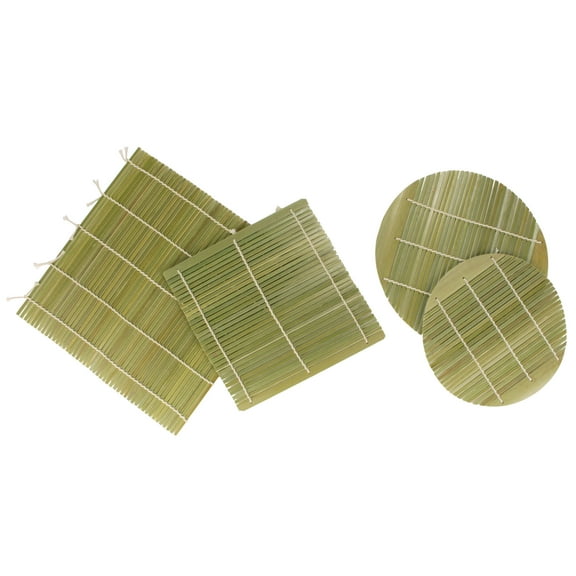 4 Piece Assorted Bamboo Sushi Making Mats and Bamboo Steamer Liner - Reusable