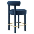 thumbnail image 5 of Modway Toulouse 26" Velvet Fabric Counter Stool in Midnight Blue/Gold (Set of 2), 5 of 10