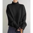 thumbnail image 4 of Womens Mock Neck Sweaters Oversized Chunky Long Sleeve Knit High Low Hem Pullover Top Fall Winter Fashion, 4 of 9