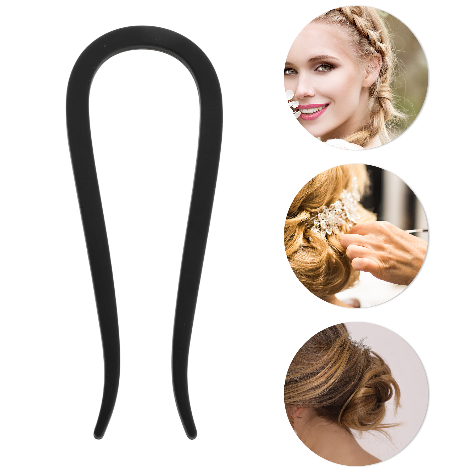Unique Bargains U-shaped Hair Pin 4.33"x1.57" 1 Pc Matte Black