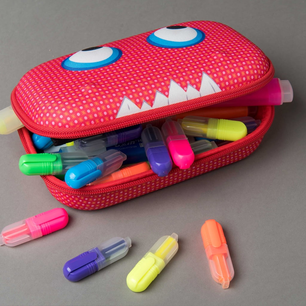ZIPIT Beast Pencil Box for Kids, Cute Storage Case for School Supplies, Secure Zipper Closure (Red)