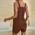 thumbnail image 4 of Homenesgenics Shorts for Women $5 Womens Linen Solid Casual Sleeveless Suspender Short Jumpsuit Brown M, 4 of 9