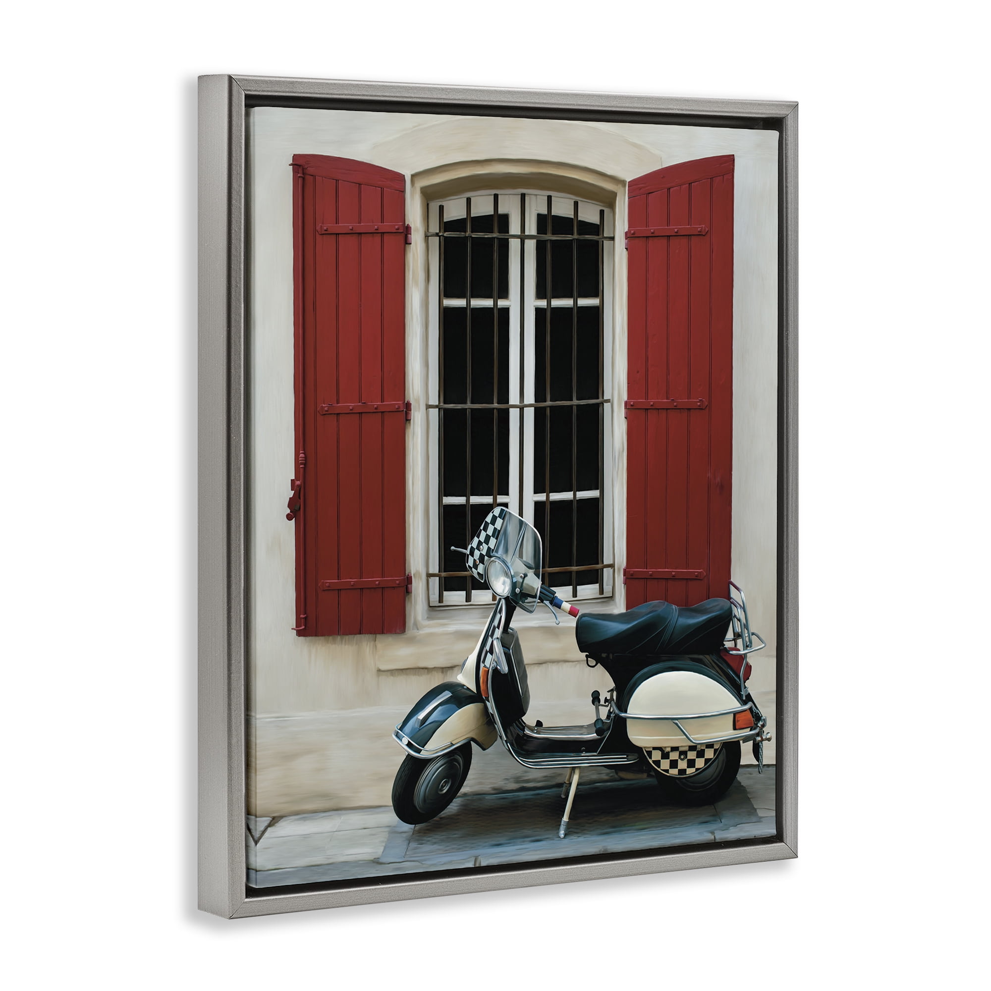 Stupell Industries Two Wheel Dream Gray Framed Floater Canvas Wall Art, design by Renel Peters