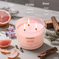 thumbnail image 4 of KBHOMFRA Soy Wax Scented Candle Grapefruit Cedar Aromatic & Fragrant 12.4oz Large Capacity, Luxury Gift Candle,up to 70 Hours of Burn Time for Home & Bathroom Decor Relaxation Ambience, 4 of 9