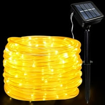 Solar Rope Lights Outdoor ,39ft 100 LED Rope Lights Waterproof , Clear PVC Tube Warm White Fairy String Lights for Deck Pool Yard Tree Fence Garden Porch RV Party Balcony Camping