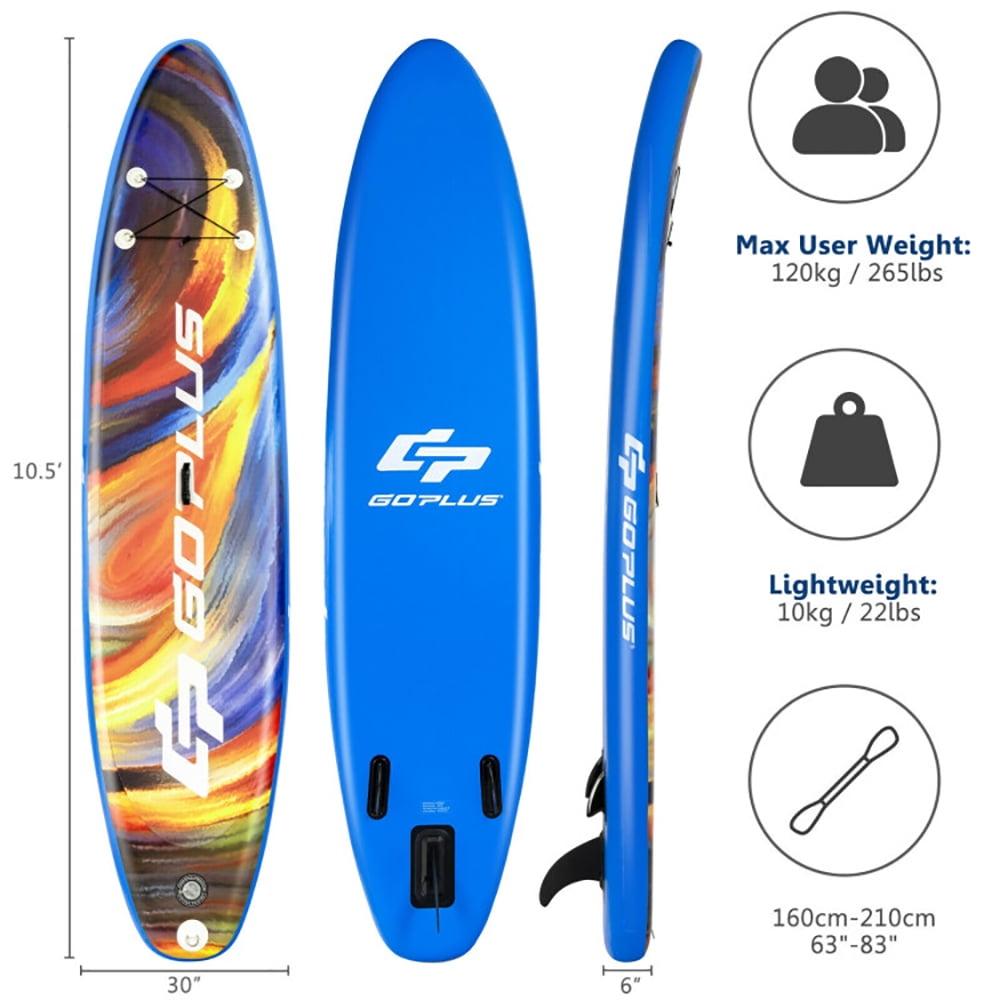 Topcobe Inflatable Stand Up Paddle Board with Backpack Aluminum Paddle Pump, Outdoor Sports Equipment/Accessories-M
