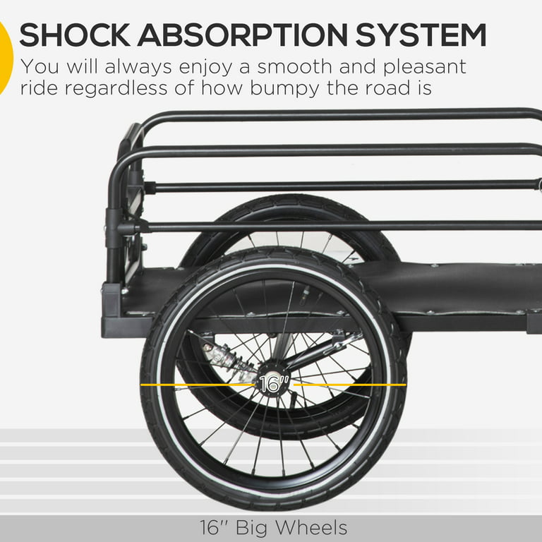 Aosom Bike Cargo Trailer Bike Wagon Bicycle Trailer with Suspension, 16'' Wheels, 88 lbs Max Load