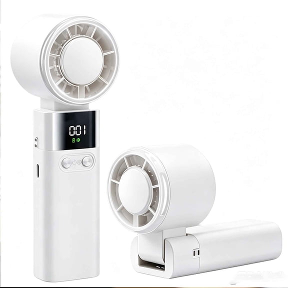 Semiconductor Cooling Handheld Fan, Cream White, USB Rechargeable Mini Fan with Cold Plate, Portable Personal Fan for Travel, Office, Outdoor
