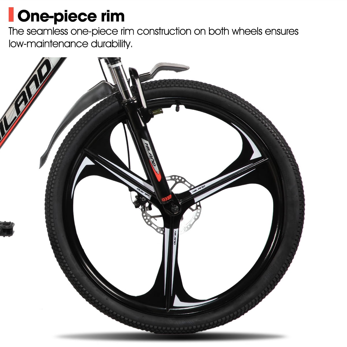 HILAND 26" MTB Mountain Bike for Men Women Adults, 18-Speed, Disc Brake, Lightweight Aluminum Frame, 3/6 Spoke Wheel