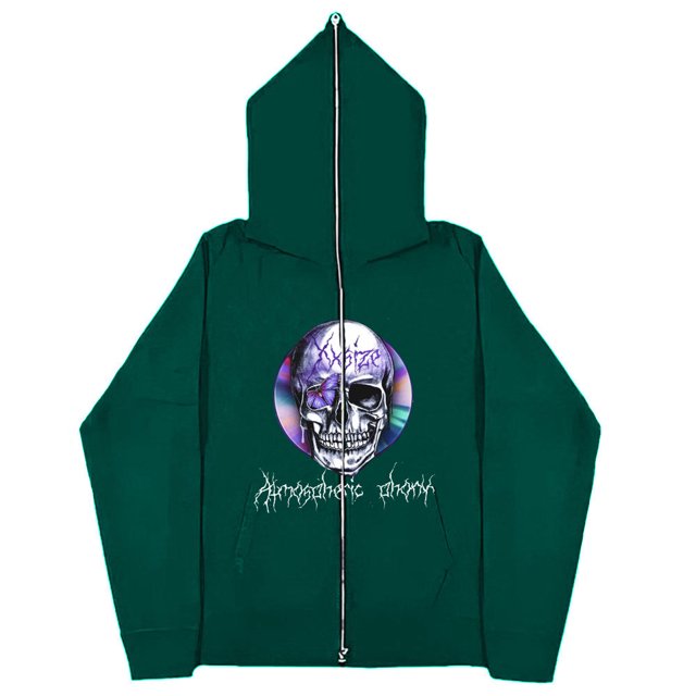 Sudadera de calavera oscura europea y americana para hombre y mujer, sudaderas con capucha góticas para pareja, sudadera de Cremallera larga de talla grande Harajuku 2023