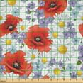 thumbnail image 2 of Ambesonne Colorful Fabric by the Yard Microfiber, Poppy and Daisy Flower, 5 Yards, Lavender Scarlet, 2 of 2