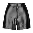 thumbnail image 2 of Shorts for Women Trendy,Women's Metallic Faux Leather Shorts High Waist Shiny Rave Short Hot Pants, 2 of 4