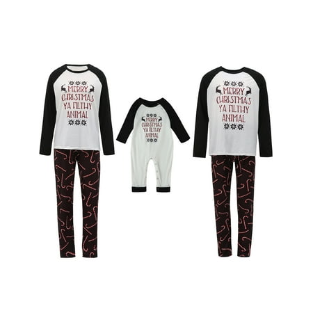 

Afunbaby Christmas Family Matching Pajamas Set Letter Long Sleeve Sleepwear Homewear Mother Kids Father