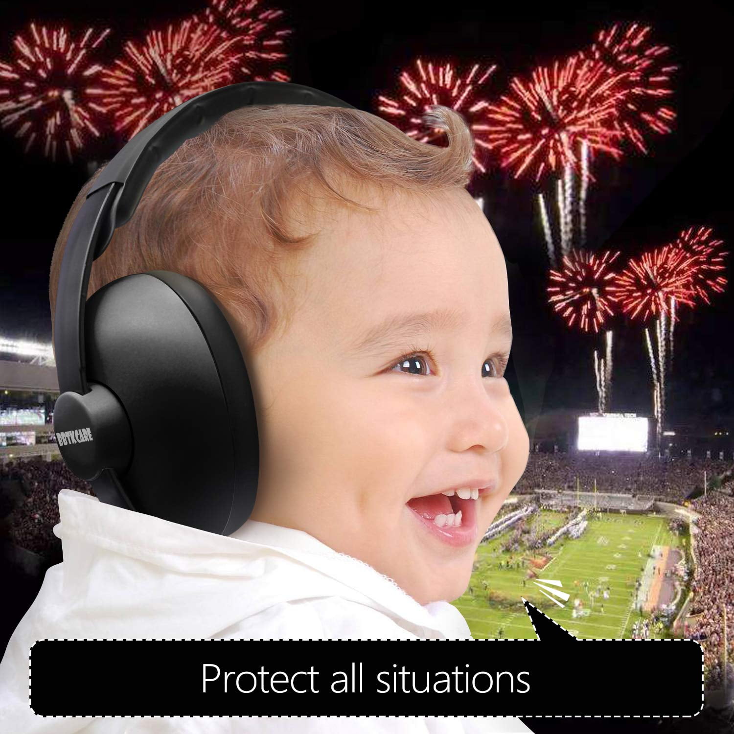 BBTKCARE Baby Noise Cancelling Over Ear Headphones, Black