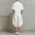 thumbnail image 6 of Cagogo Women's 2 Piece Set Casual Summer Matching Lounge Sets Loose Short Sleeve Crew Neck Tops Comfy Pants Tracksuits Loungewear Travel Airport Outfit Clothes, White XL, 6 of 9