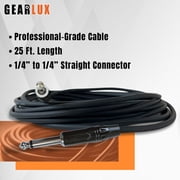 Gearlux Instrument Cable/Professional Guitar Cable 1/4 Inch to 1/4 Inch, Black, 25 Foot