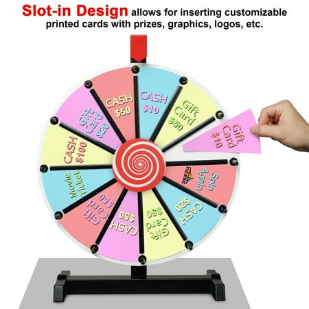 WinSpin 15" Tabletop DIY Color Prize Wheel 12 Slot Editable Spin Game Trade Show