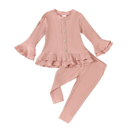 

Xijirk Girls Pajamas Toddler Girls Stretchy Strip Gown Long Sleeve Comfortable Pants Outfits Size 12-18 Months