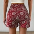 thumbnail image 4 of Siminsem Women's Linen Blend Bermuda Shorts High Waisted Button Front Shorts with Pockets Straight Leg Loose Fit Summer Beach Trousers Breathable Lightweight 2026, Wine, S, 4 of 6