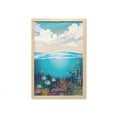 thumbnail image 1 of Deep Sea Wall Art with Frame, Aquatic Nature Tender Cumulus and Underwater Fauna Illustration, Printed Fabric Poster for Bathroom Living Room, 23" x 35", Sea Blue and Multicolor, by Ambesonne, 1 of 2