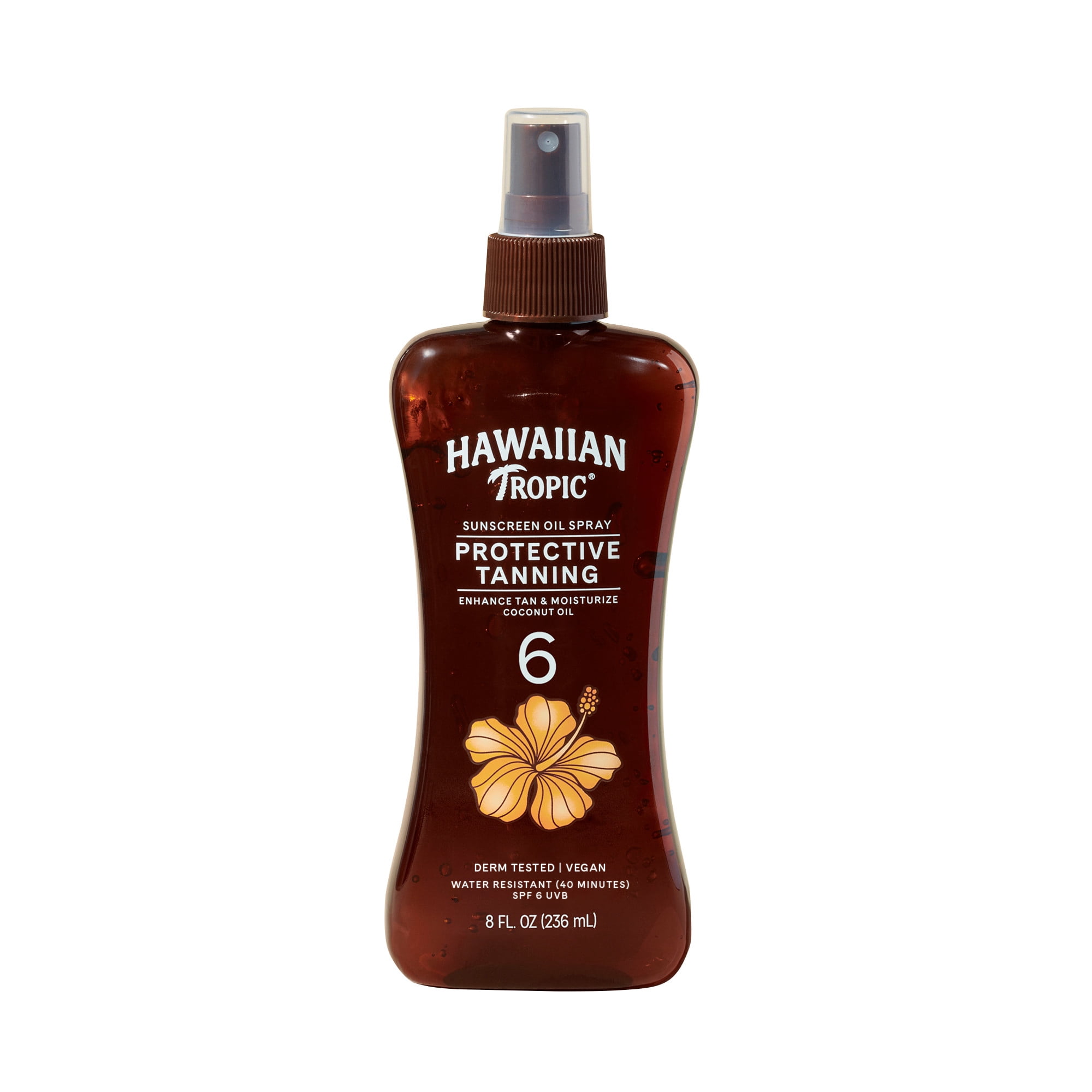Hawaiian Tropic Island Tanning Sunscreen Oil Spray, SPF 6, Moisturize Coconut Oil, 8 FL OZ