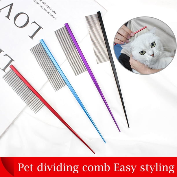 Xihbxyly Peine para Perros, Cepillo de Aseo de Acero Inoxidable, Material Duradero y Resistente Al Desgaste, Opciones de Color Azul y Rojo, Herramienta para El Cuidado de Mascotas, Ideal para Perros,