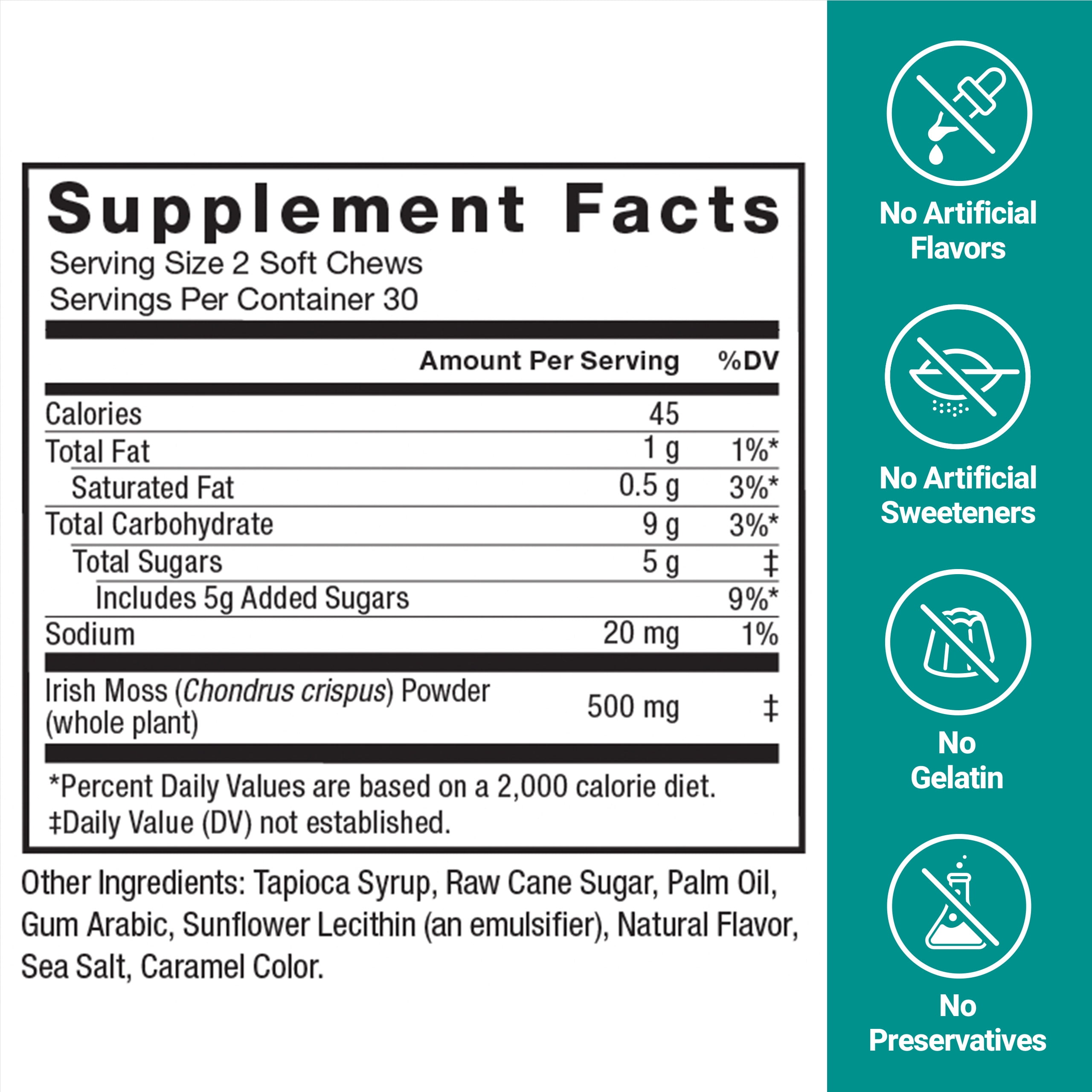 (3 pack) Force Factor Superior Sea Moss, Irish Sea Moss for Energy, Immune Function, Gut & Skin Health, Gluten Free, Non-GMO, Salted Caramel, 60 Soft Chews