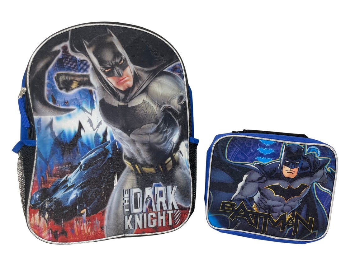 Batman 16 Inches Large Backpack With Lunch Bag Set