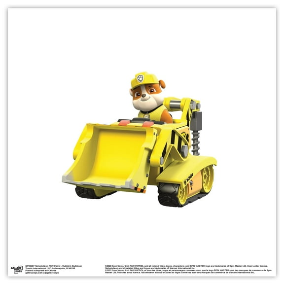 Gallery Pops Nickelodeon PAW Patrol - Rubble's Bulldozer Wall Art, Unframed Version, 12" x 12"