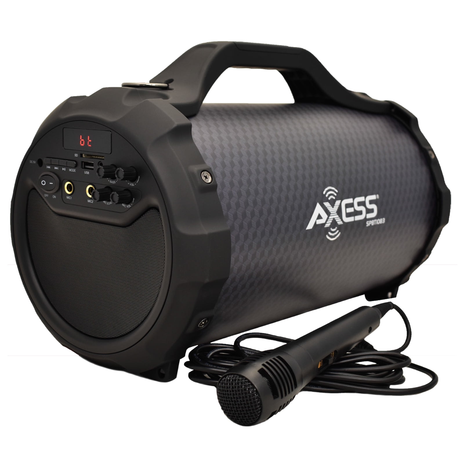 Portable Speaker With 1 Wired Microphone in Black
