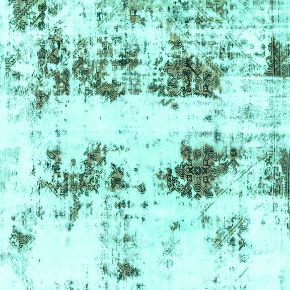 Ahgly Company Indoor Square Abstract Turquoise Blue Modern Area Rugs, 3' Square