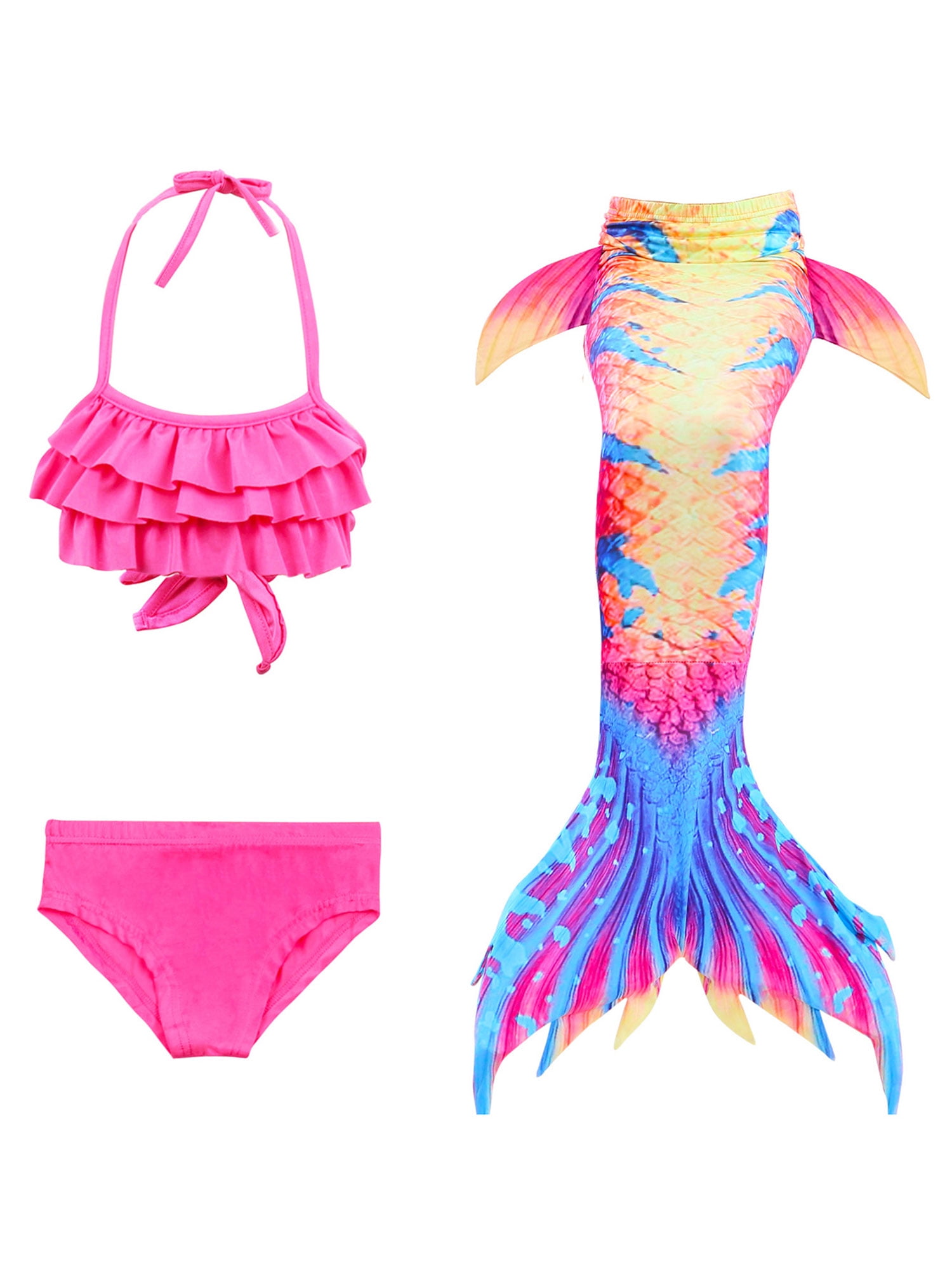 Girls Bikini Swimwear Swimsuit Tanikini Set Bathing Suit Swimming Beachwear 3Pcs 