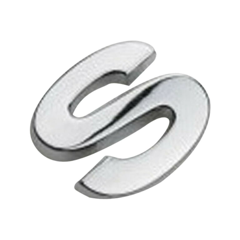 3D Metal Alphabet Silver Badge Chrome Silver Letters Numbers Logo Car  Stickers