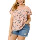 thumbnail image 1 of Women's Plus Size Top Floral Lace Panel Keyhole Back Flare Sleeve Blouse Pink 2X, 1 of 7