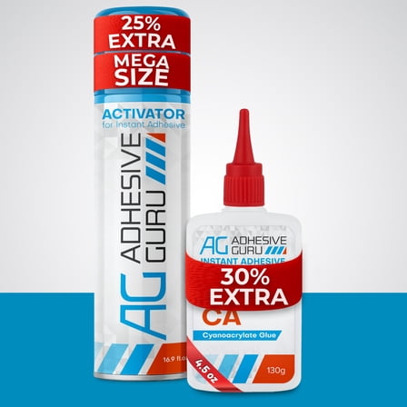 Adhesive Guru CA Glue with Activator (4.5 oz - 16.9 fl oz) Ca Glue Kit, 1 Pack, plastic, ceramic, DIY, 3D Printing