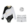 thumbnail image 5 of YONGHS Kids Girls Rhinestone Gymnastic Dance Leotard Tumbling Bodysuit with Shorts Scrunchies Set White 8, 5 of 7