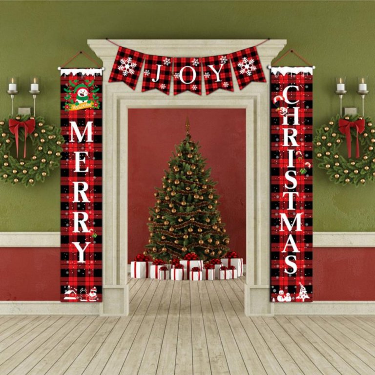 Merry Christmas Porch Sign Buffalo Check Plaid Christmas - Temu