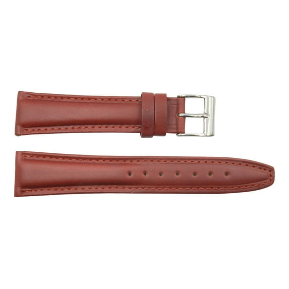 18mm Red Genuine Leather Smooth Replacement Watch Band